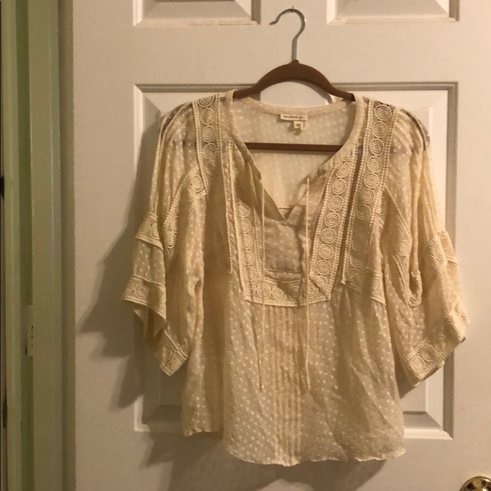 Anthropologie Ivory sheer top